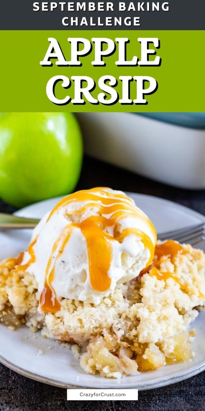 image of apple crisp with words on photo