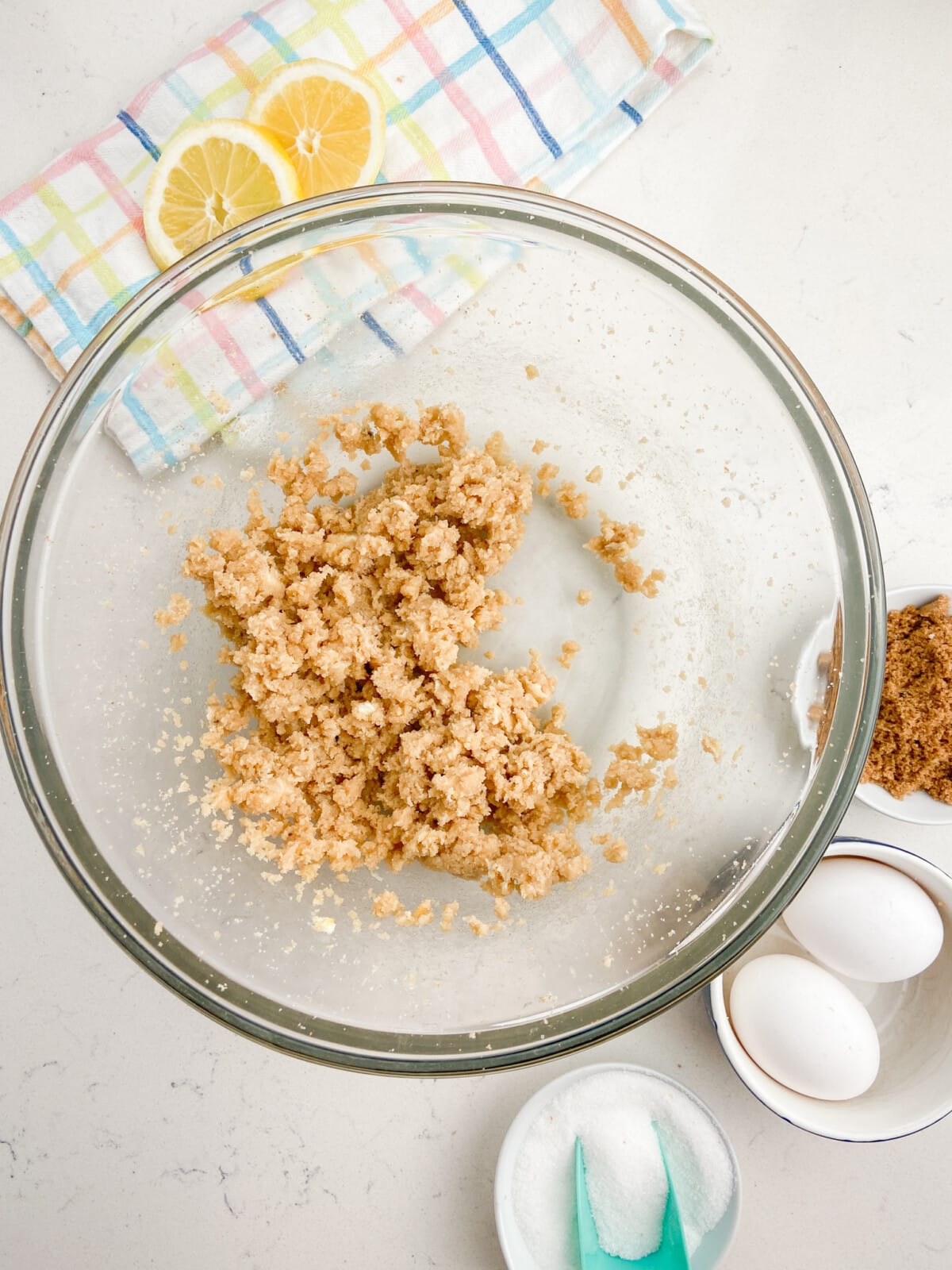 creamed butter and sugar in bowl.