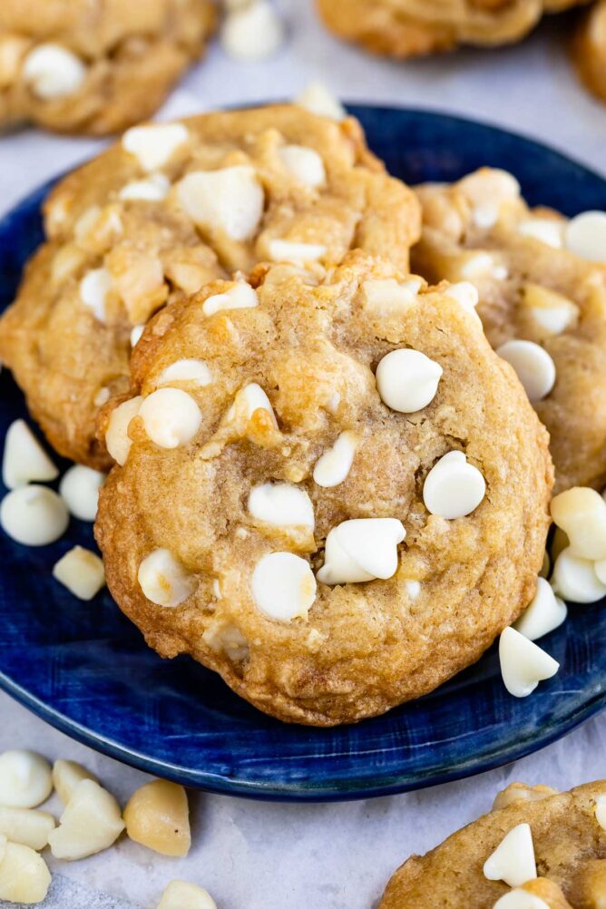 cookies on blue plate