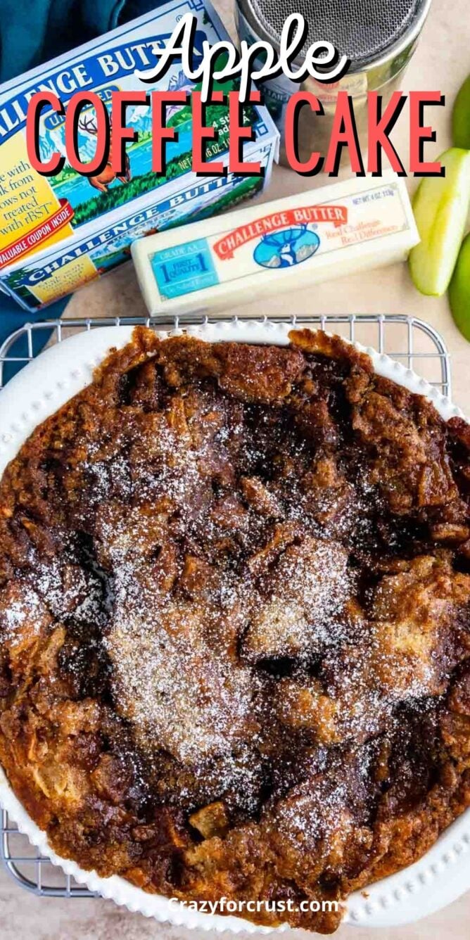 Overhead photo of coffee cake in pan