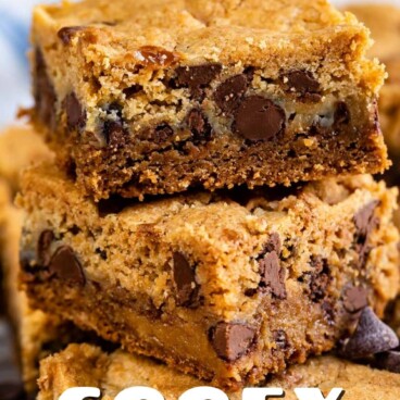 stack of cookie bars with words on photo