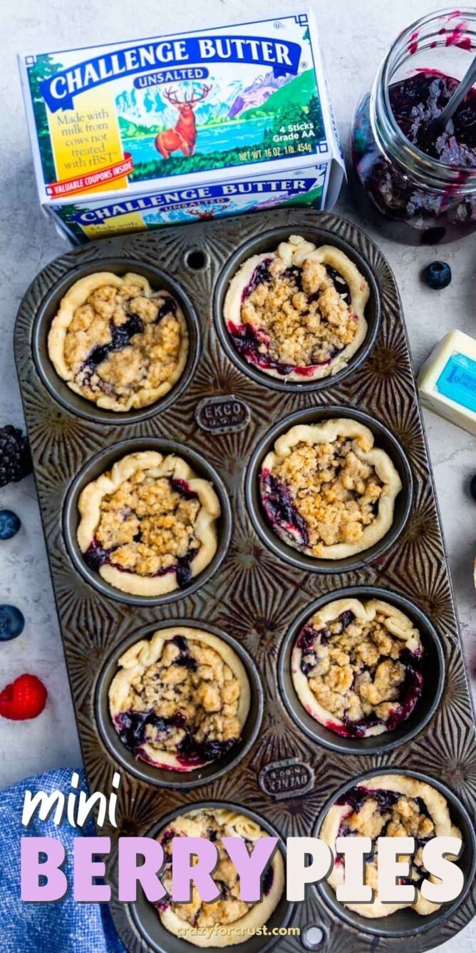 OVERHEAD SHOT OF PIES IN CUPCAKE PAN