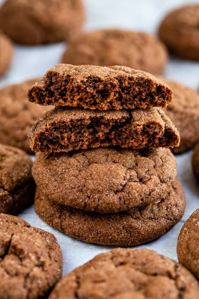 chocolate snickerdoodles on white background