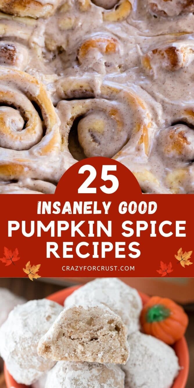 collage of pumpkin spice recipe photos with words on photo