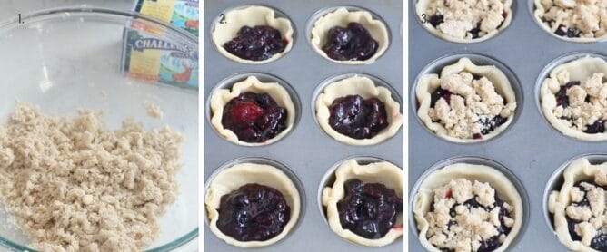 collage showing how to make berry pies