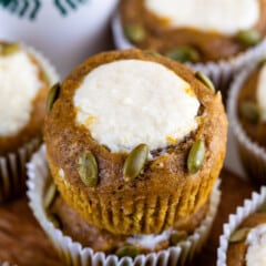 muffins with seeds and cream cheese in the center
