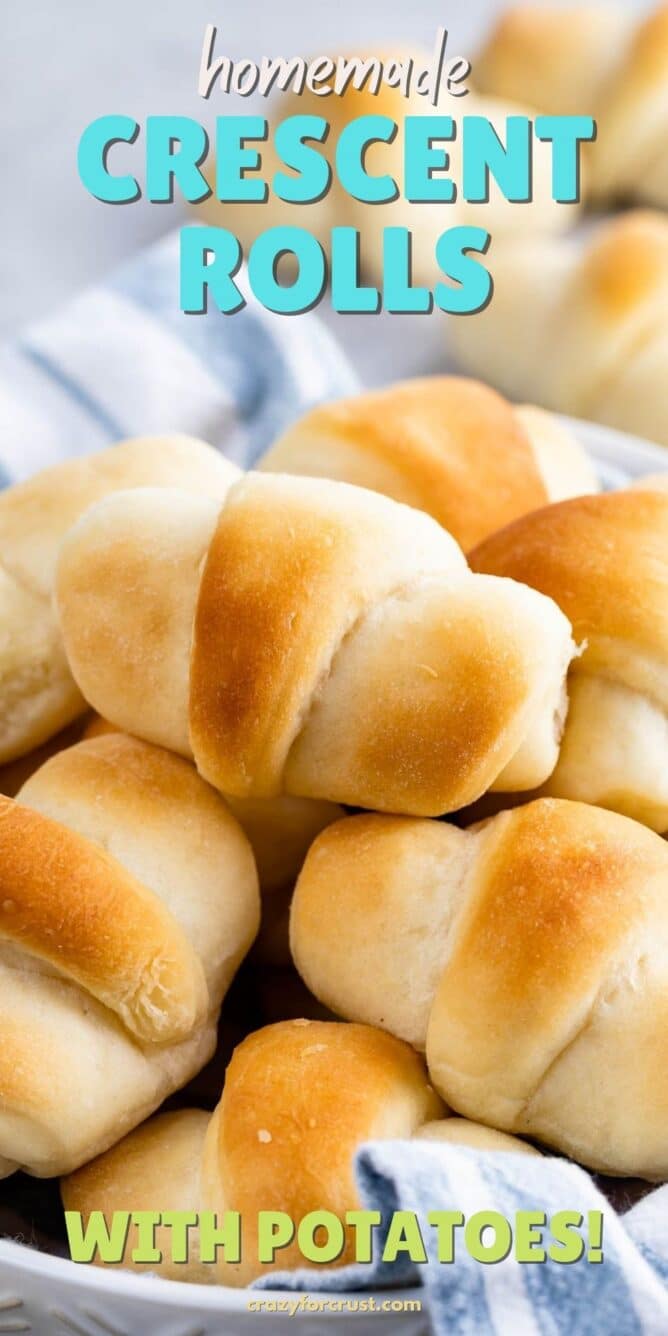 crescent rolls in bowl with words on photo