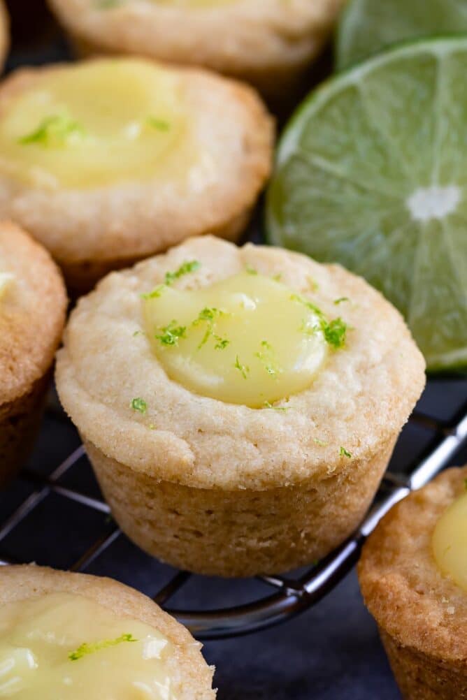 Close up of mini lime tarts