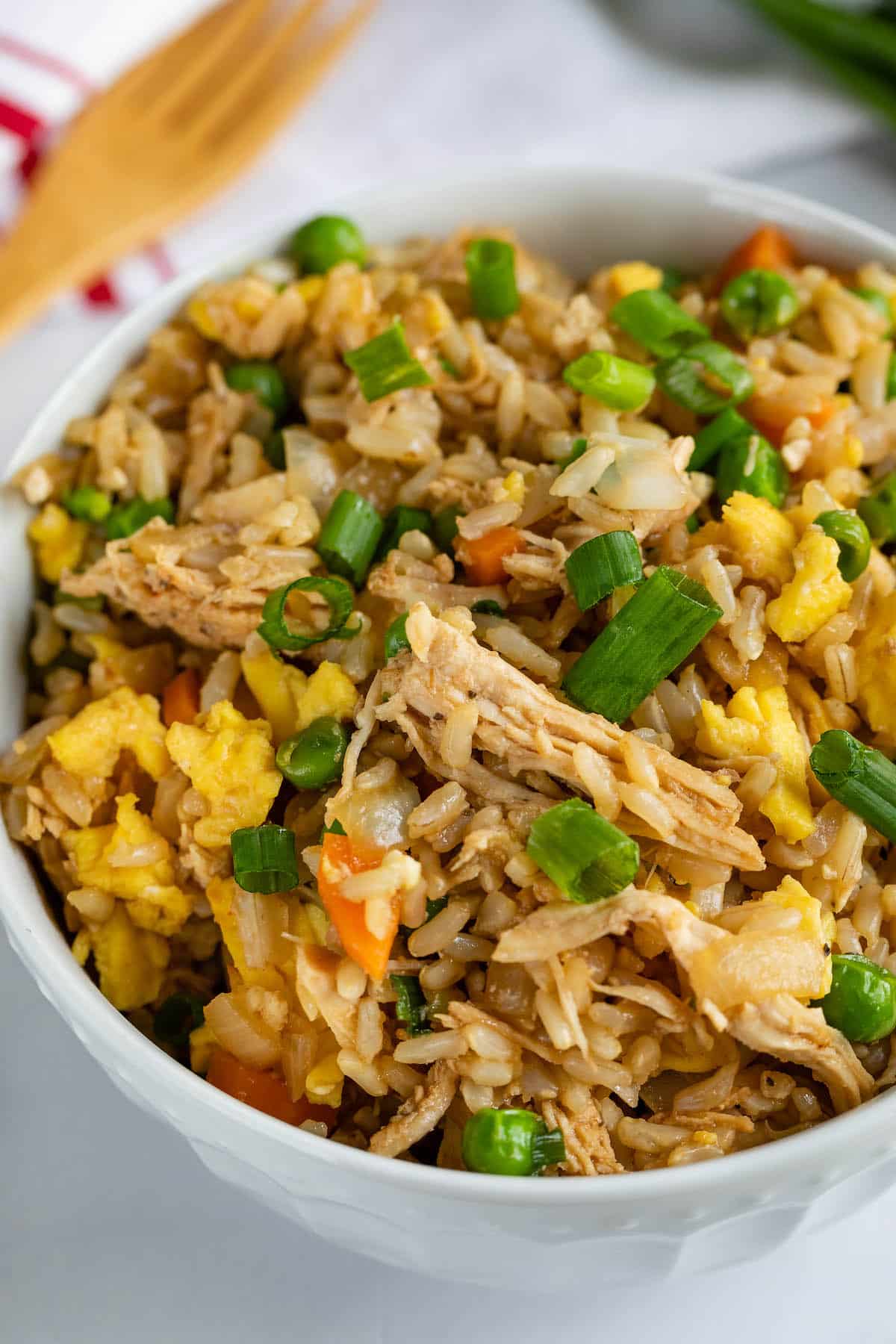 fried rice in white bowl