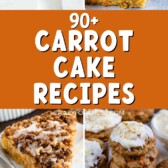 collage of 6 carrot cake recipes with words in the middle