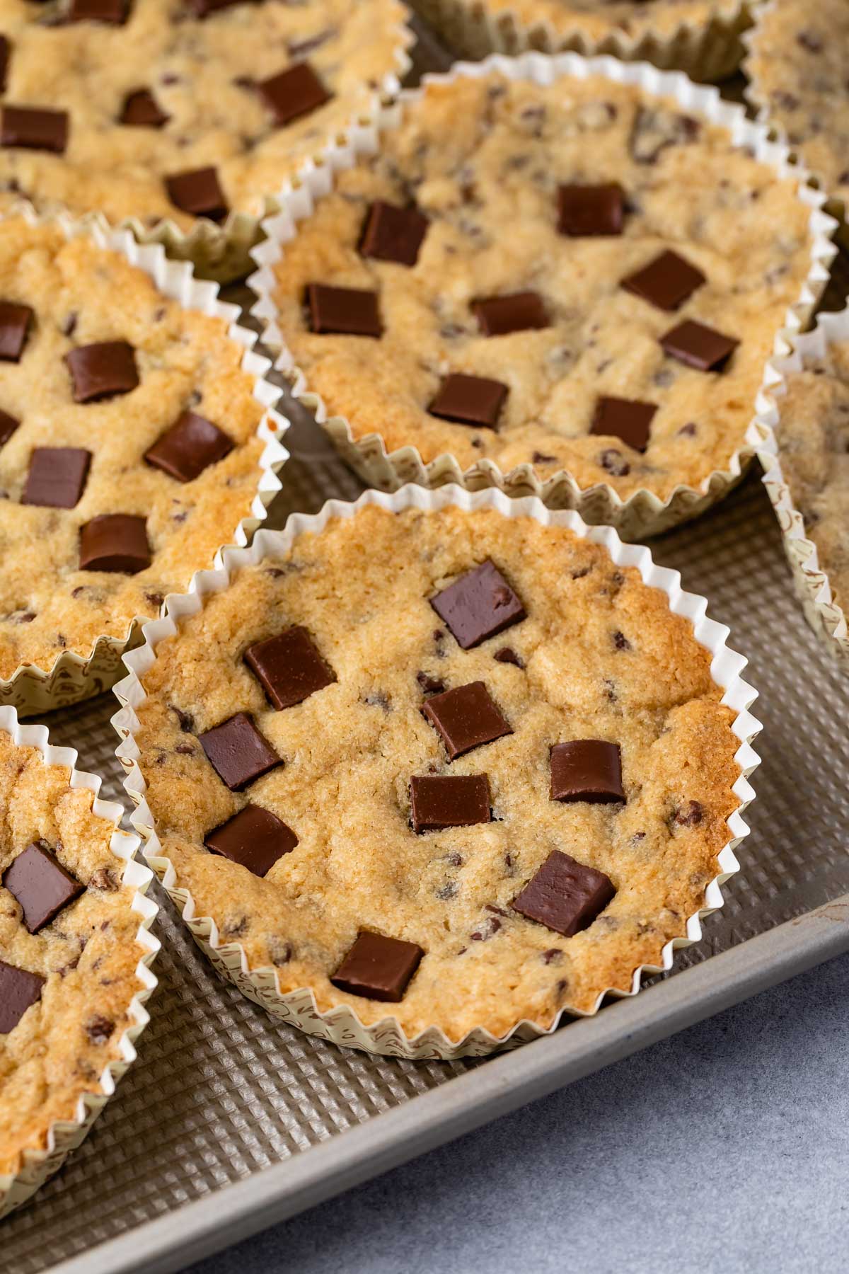 Disney copycat num num cookies fresh out of the oven in cookie cups