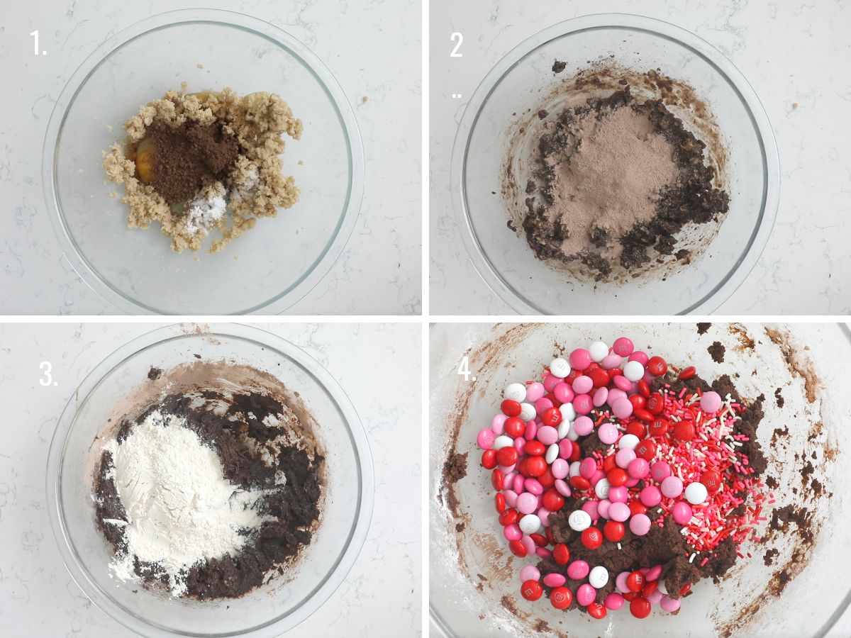 4 photos showing how to make the cookies
