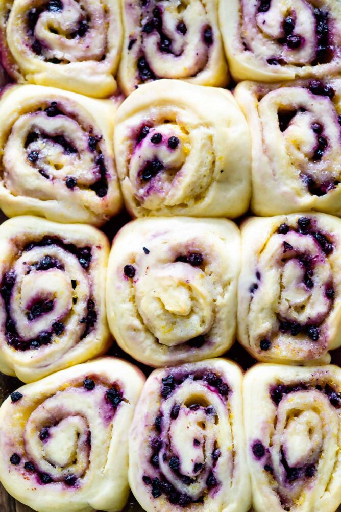 overhead shot of rolls in pan