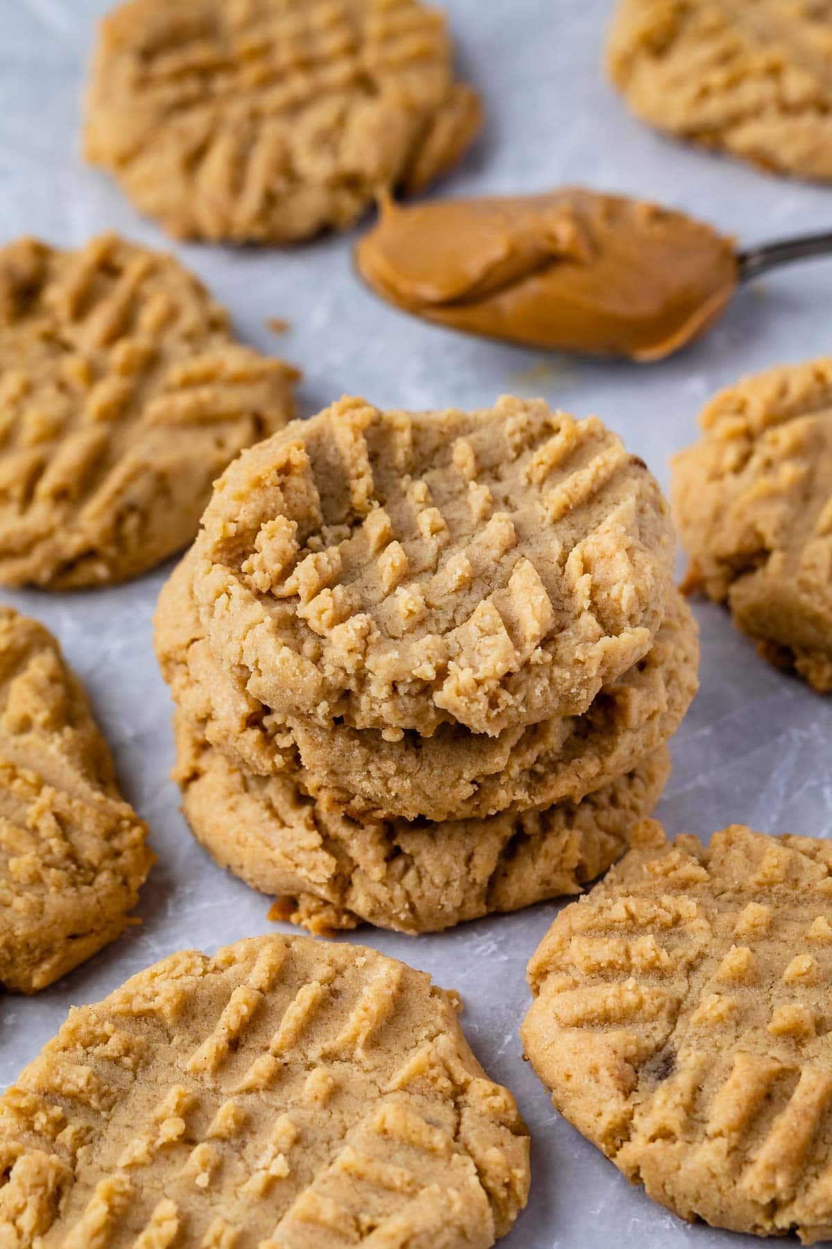 Small batch peanut butter cookies on parchment paper