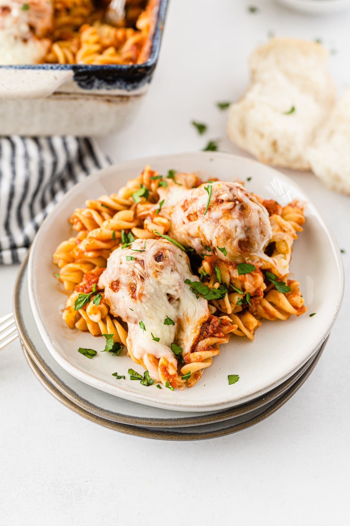 Meatball casserole on a plate