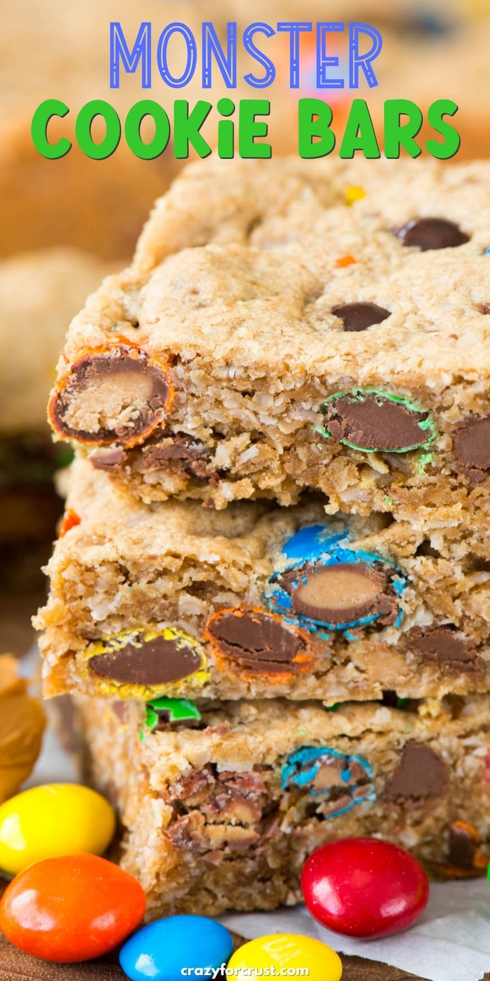 stack of monster cookie bars