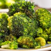 Plate full of air fryer broccoli