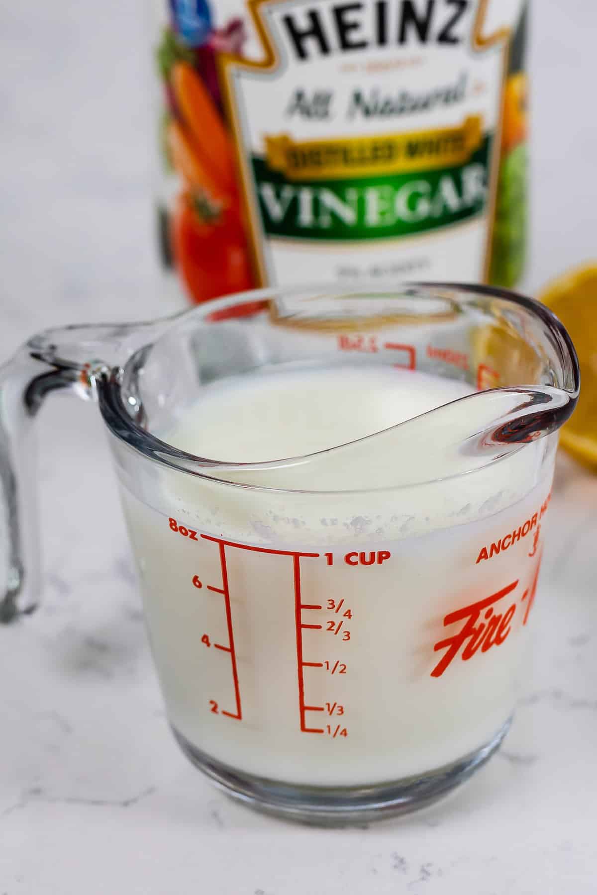 measuring cup full of buttermilk.