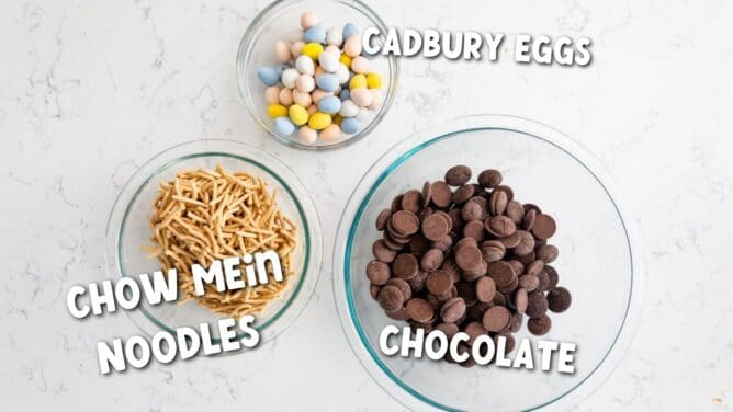 Overhead shot of all ingredients needed to make easter nest cookies