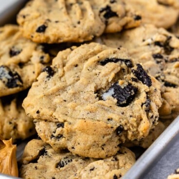 Overhead shot of cookies 'n cream peanut butter cookies