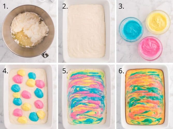 6 photos showing how to make easter cake