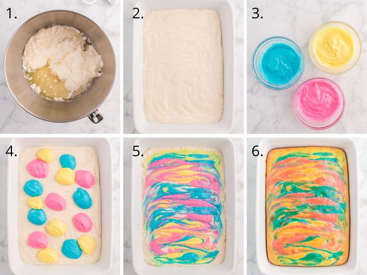 6 photos showing how to make easter cake