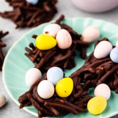Easter nest cookies on a cute green plate