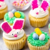 Easter nest and bunny cupcakes