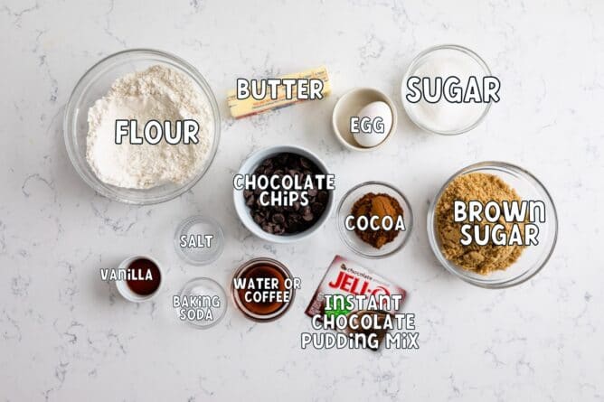 Ingredients in chocolate pudding cookies