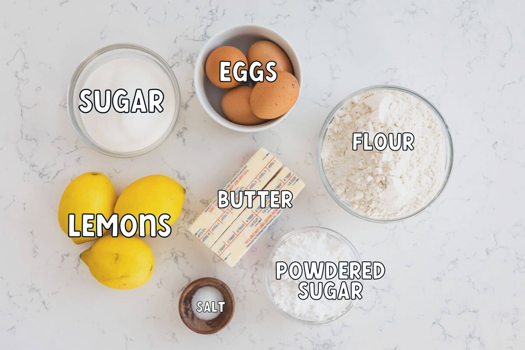 Ingredients in lemon bars