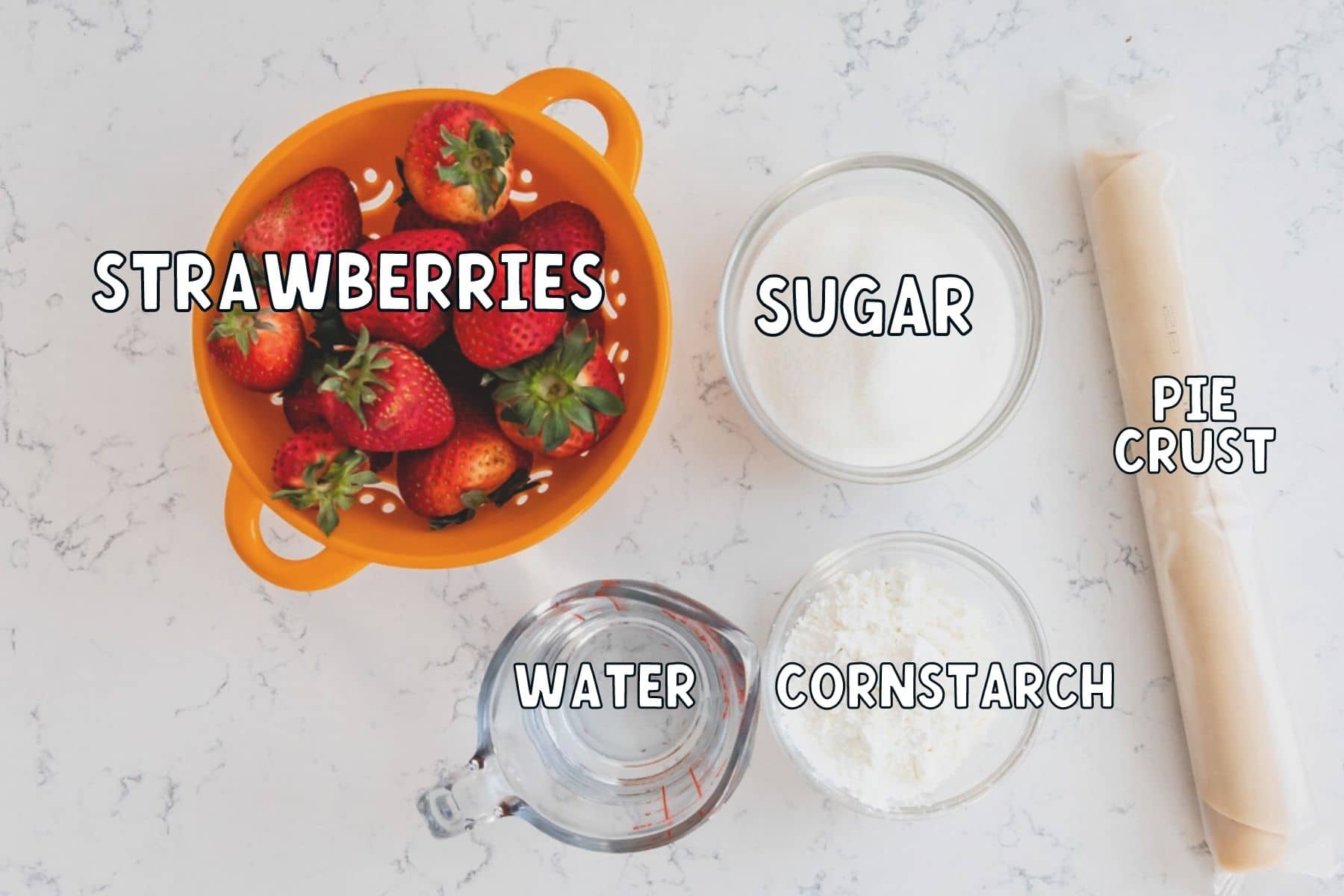 Ingredients in strawberry pie