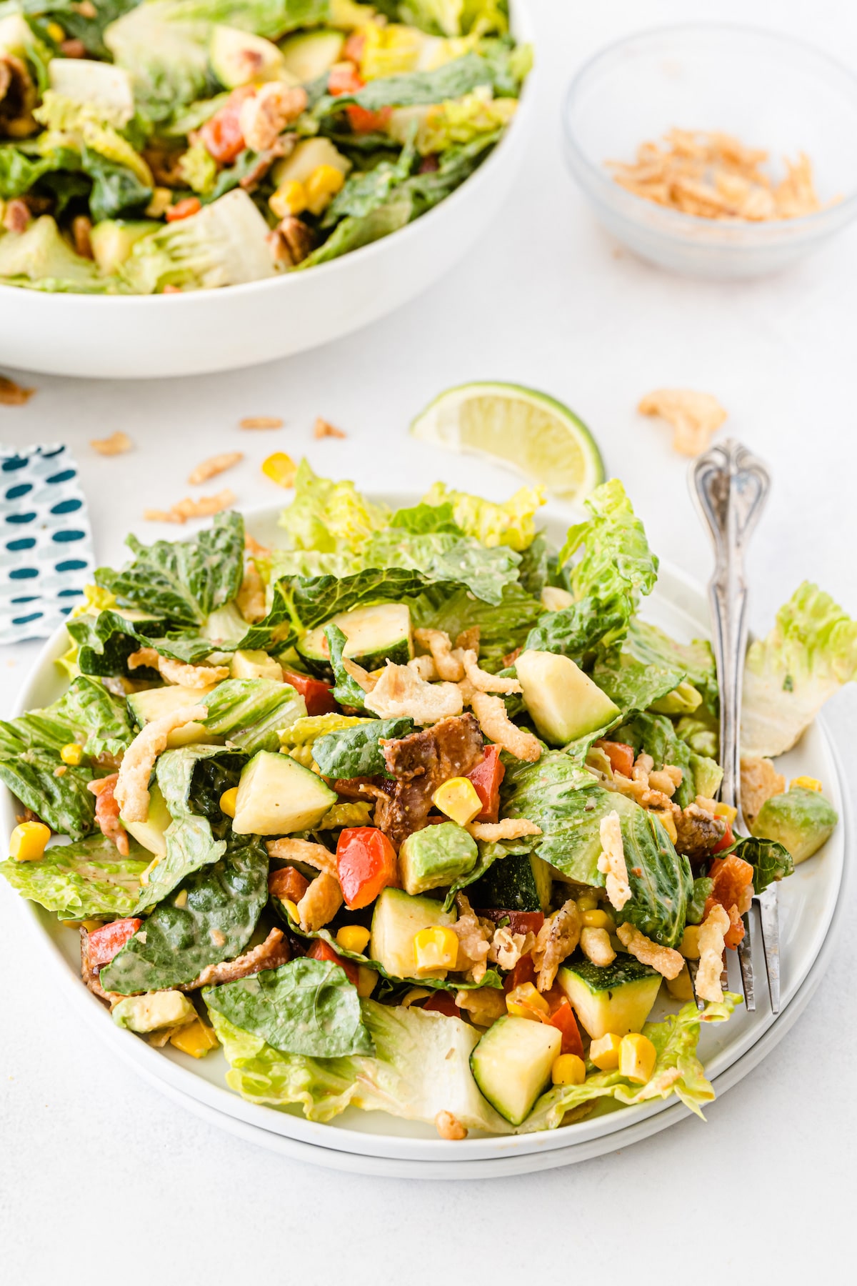 salad on plate with fork