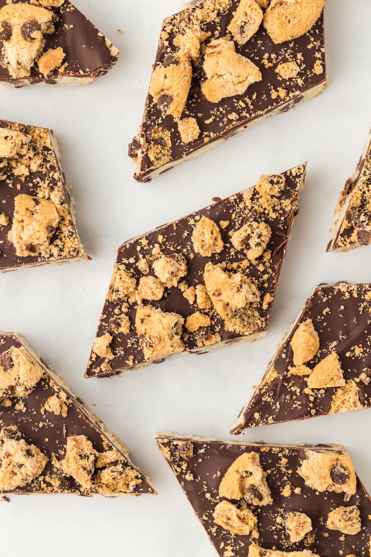 Overhead shot of cookie bark pieces