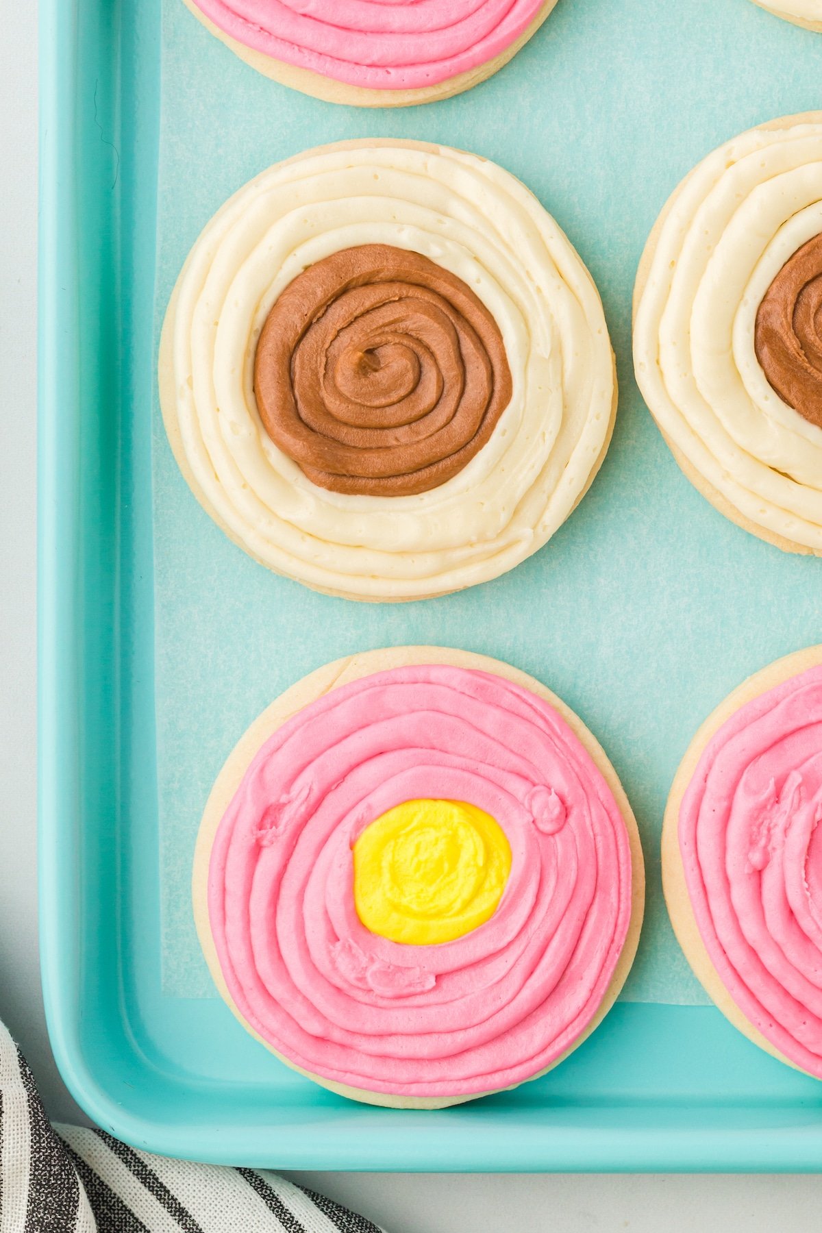 Close up overhead shot of decorated Mother's day sugar cookies