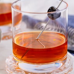 Classic Manhattan cocktail in a whiskey glass