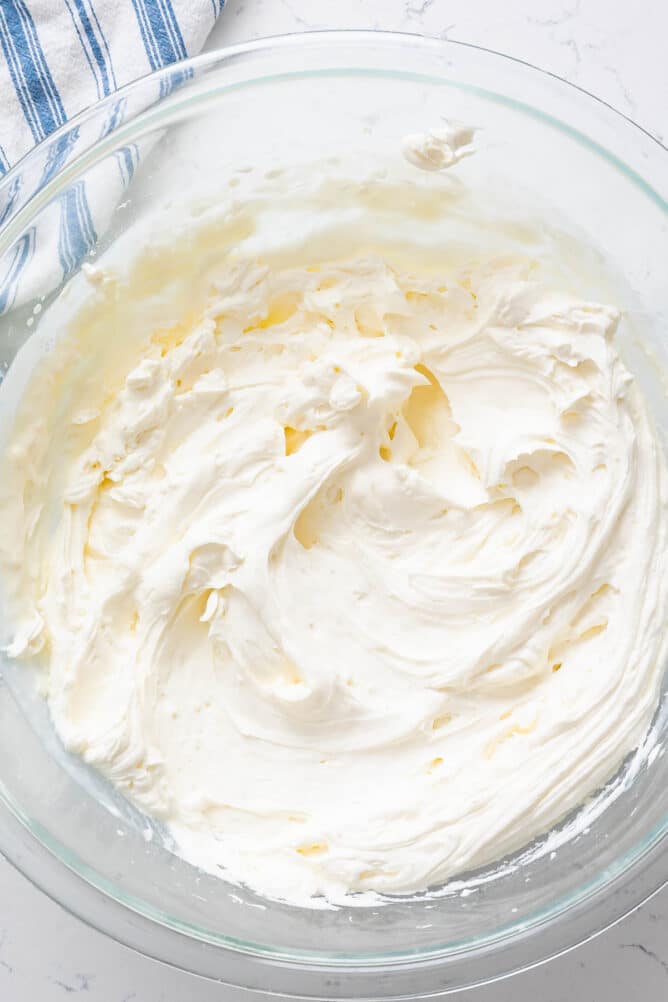 bowl of whipped cream frosting