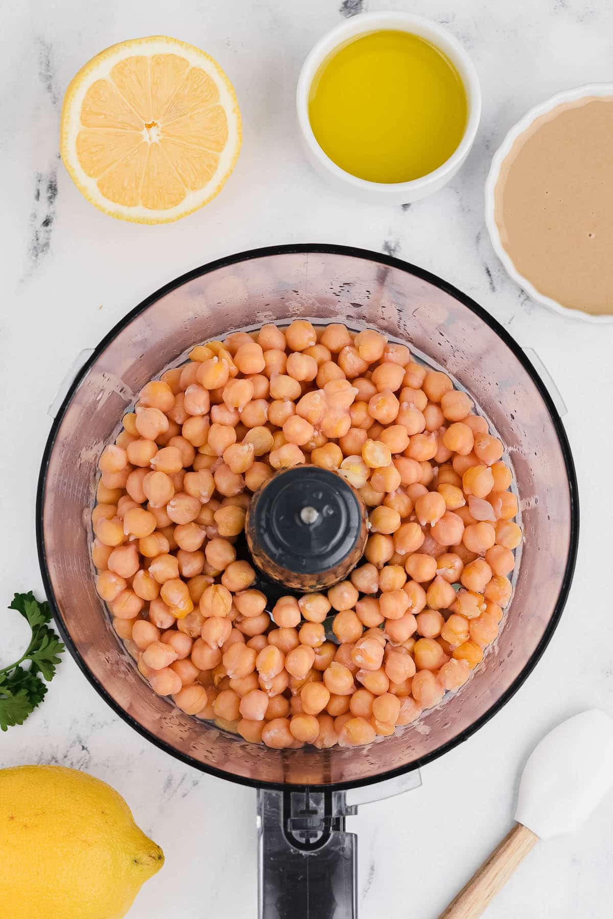 garbanzo beans in food processor