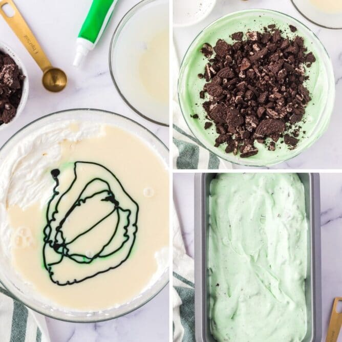 3 photos showing how to make ice cream