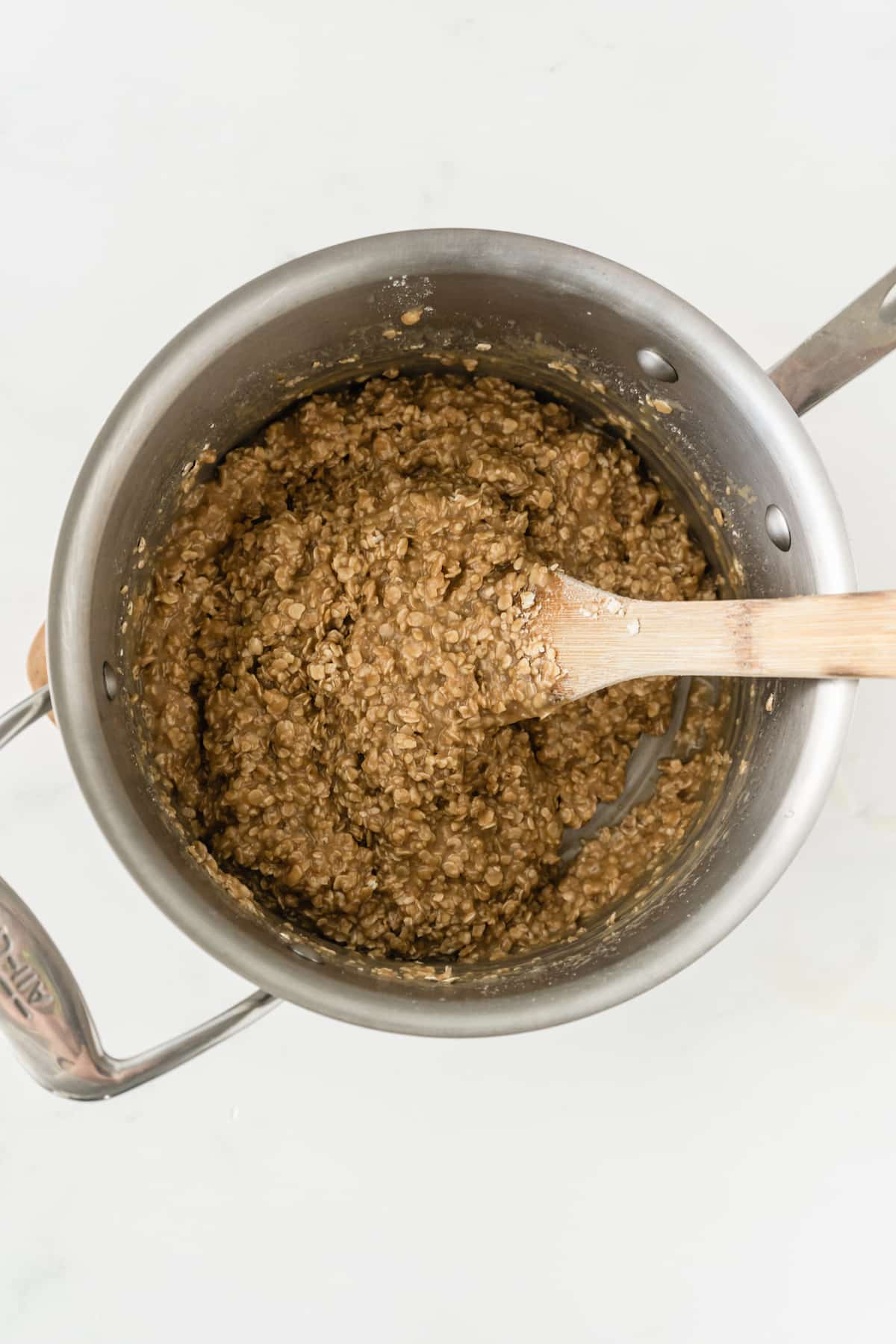 mixture with oats in saucepan