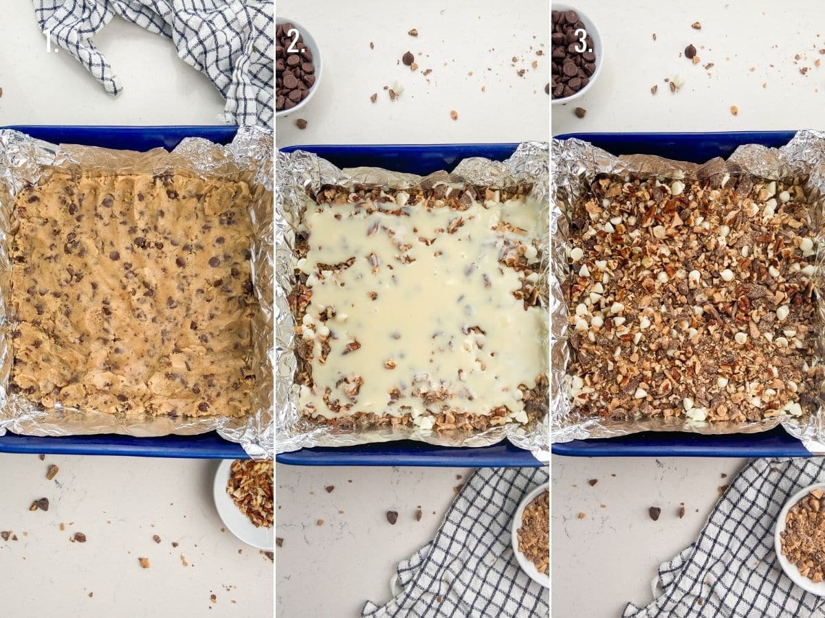 how to make magic bars three photos in a collage