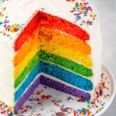 sliced rainbow cake