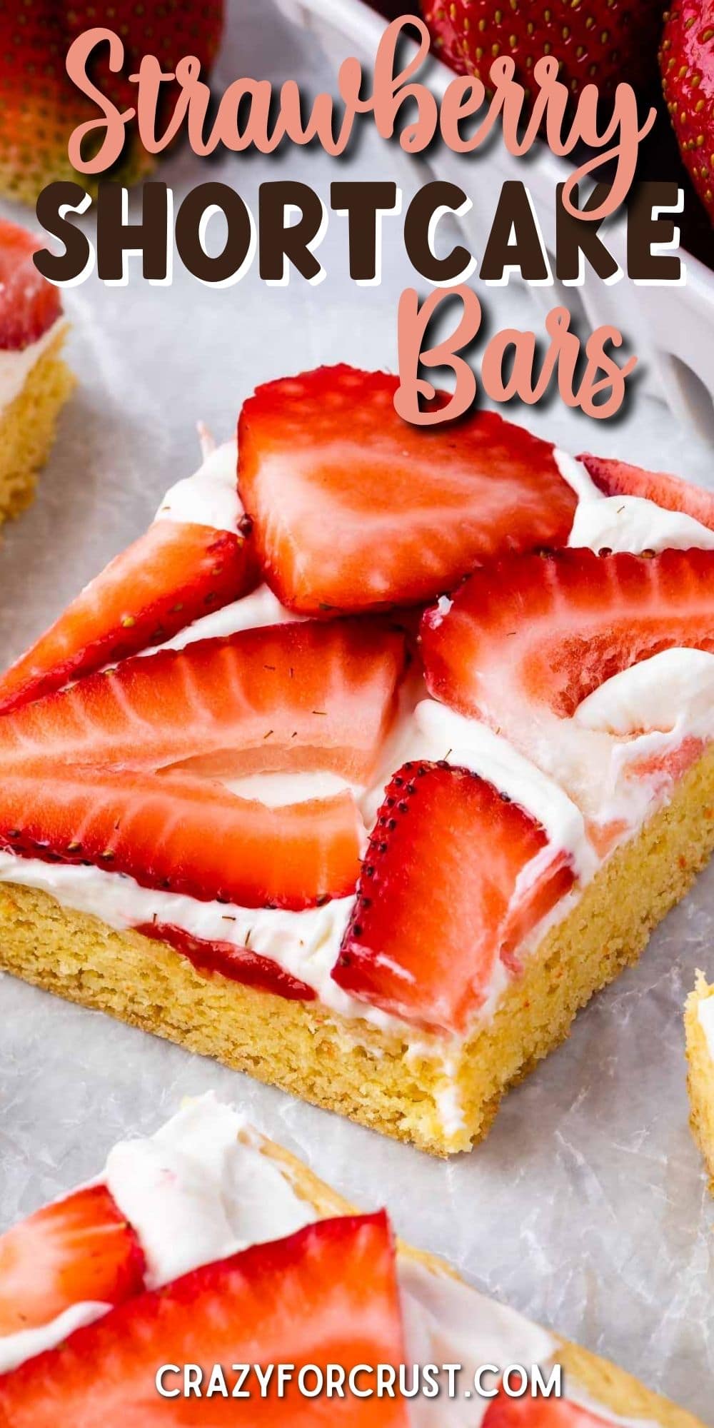 strawberry shortcake bar with words on photo