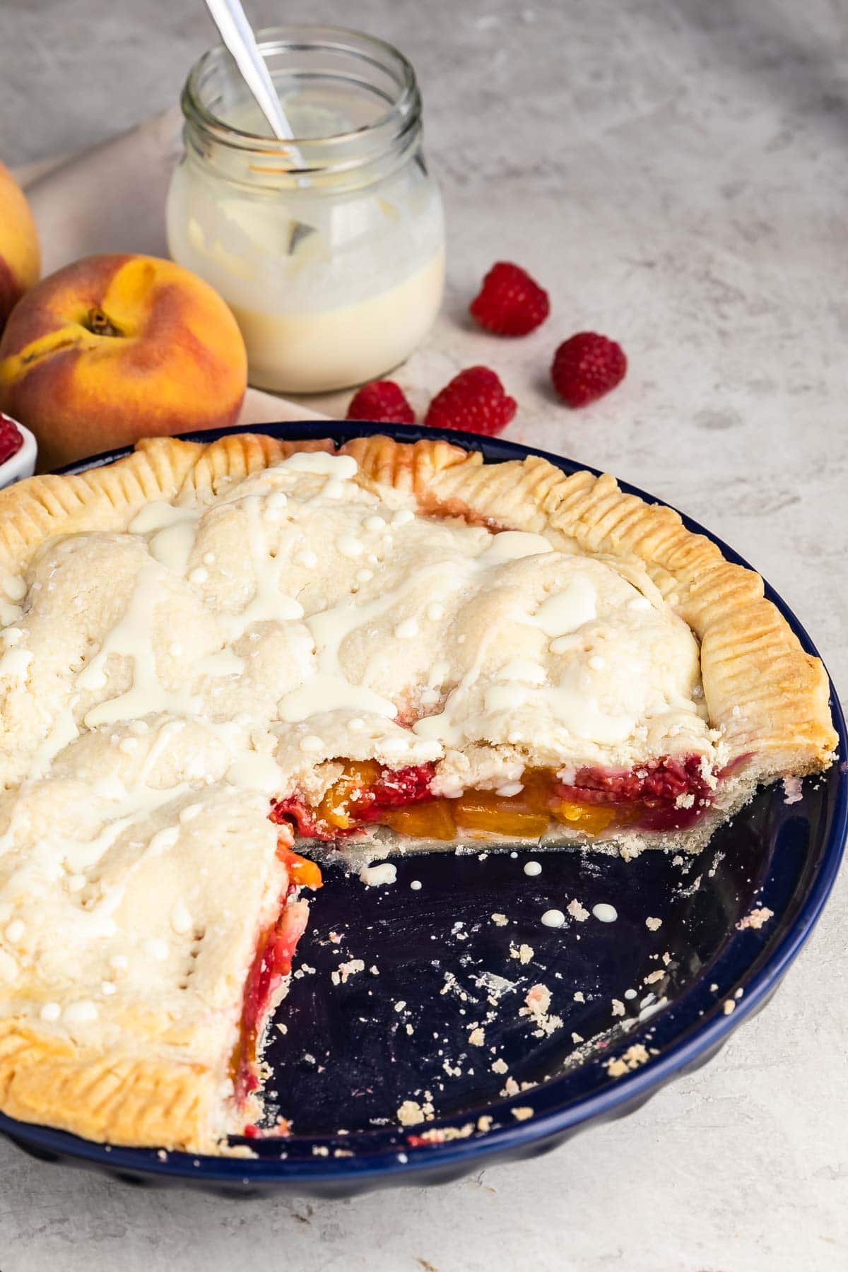 pie with two slices taken out on the pan