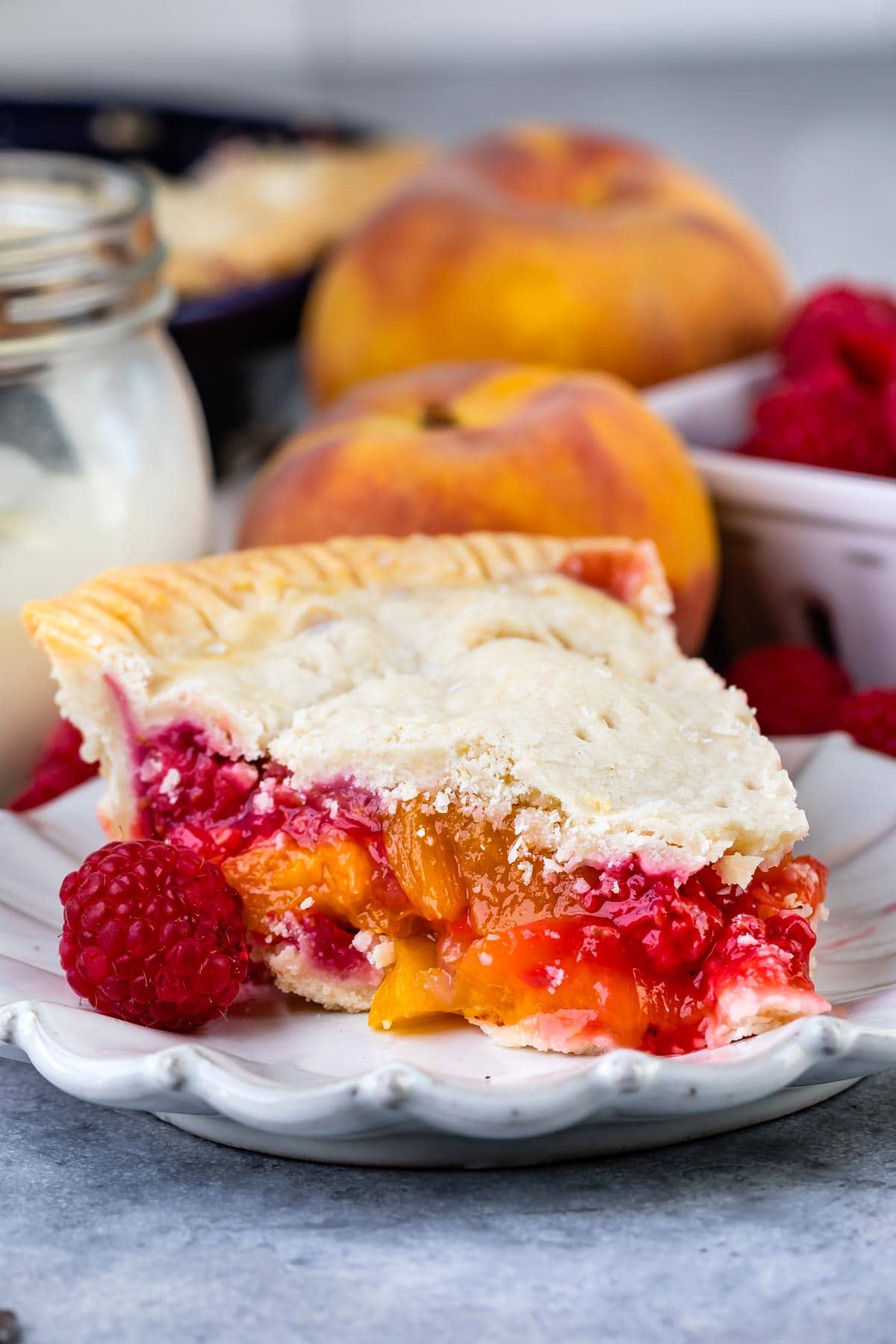 one slice of pie on a white plate