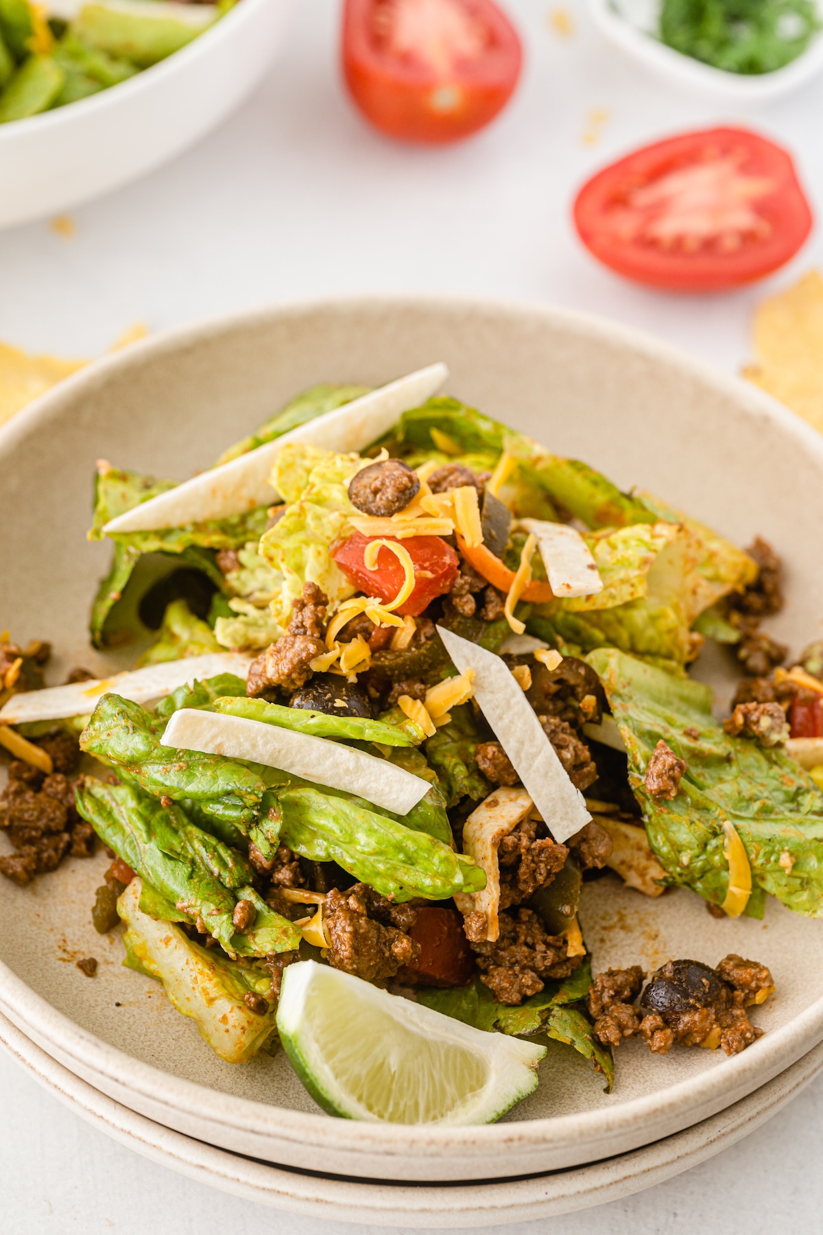 taco salad on plate.