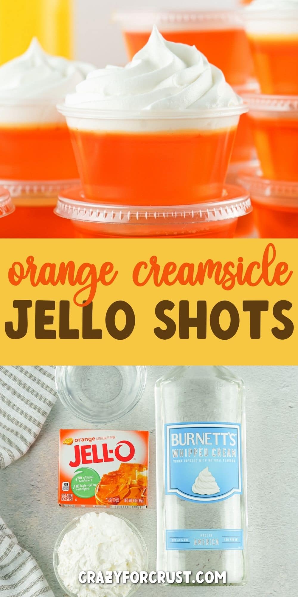Orange creamsicle photo collage with recipe title in the middle of two photos
