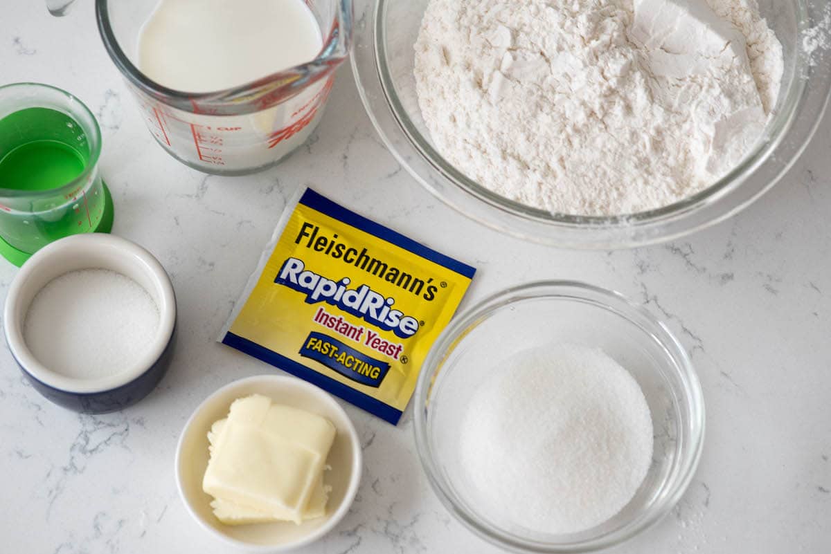 ingredients in rolls showed on a marble counter