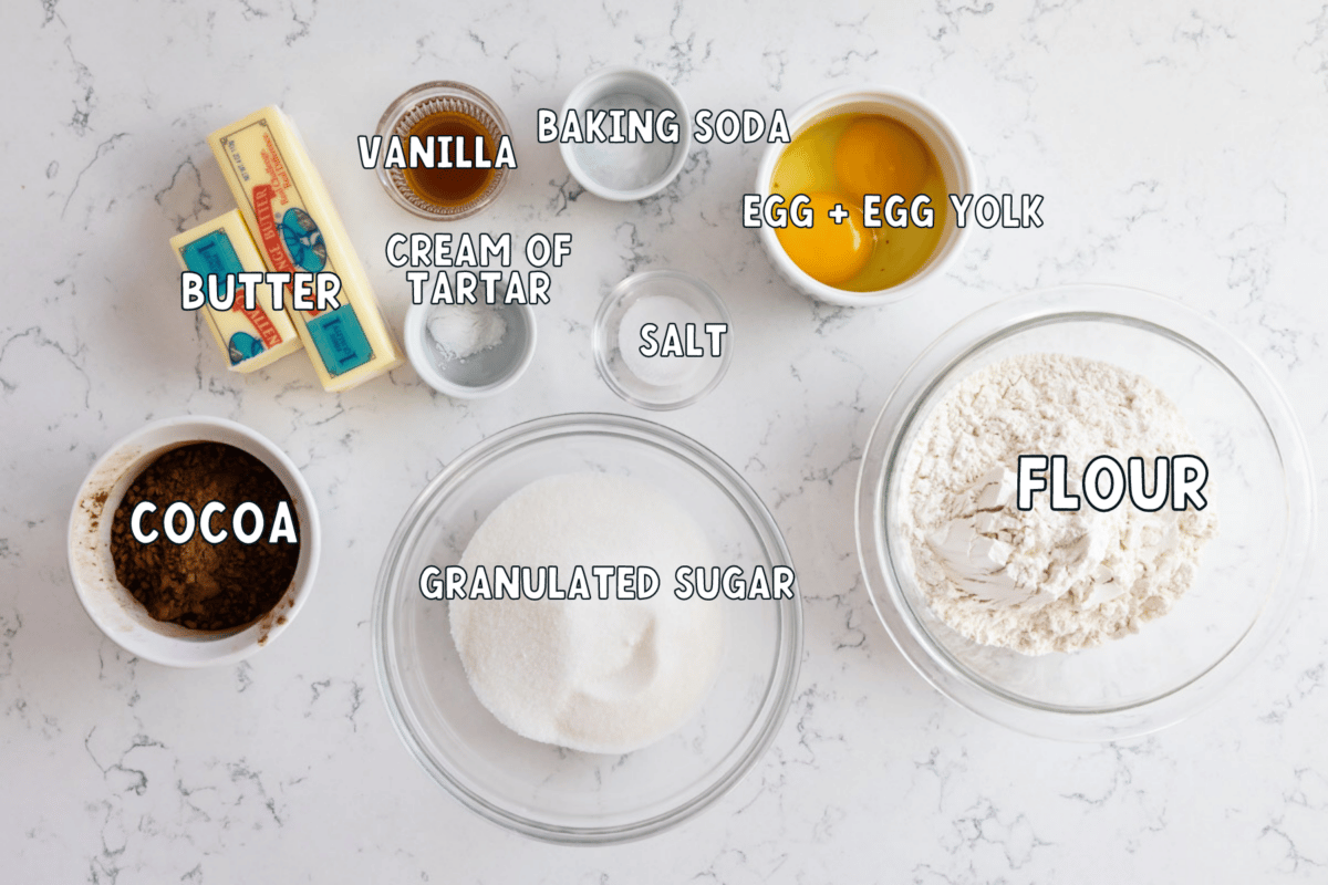 ingredients in chocolate sugar cookies