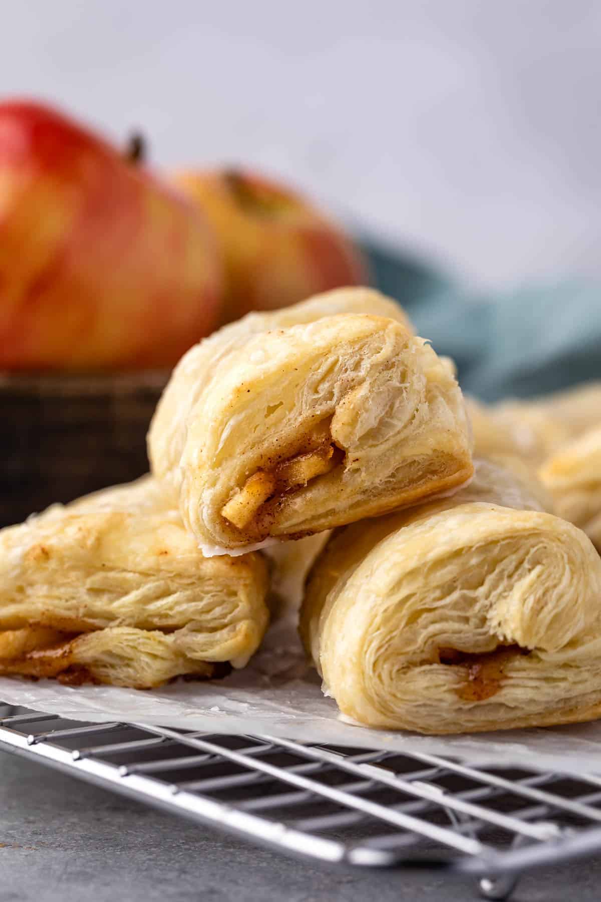 croissant with apples peaking out of the side