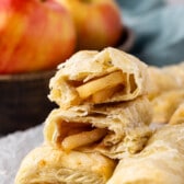 croissant cut in half with apples inside